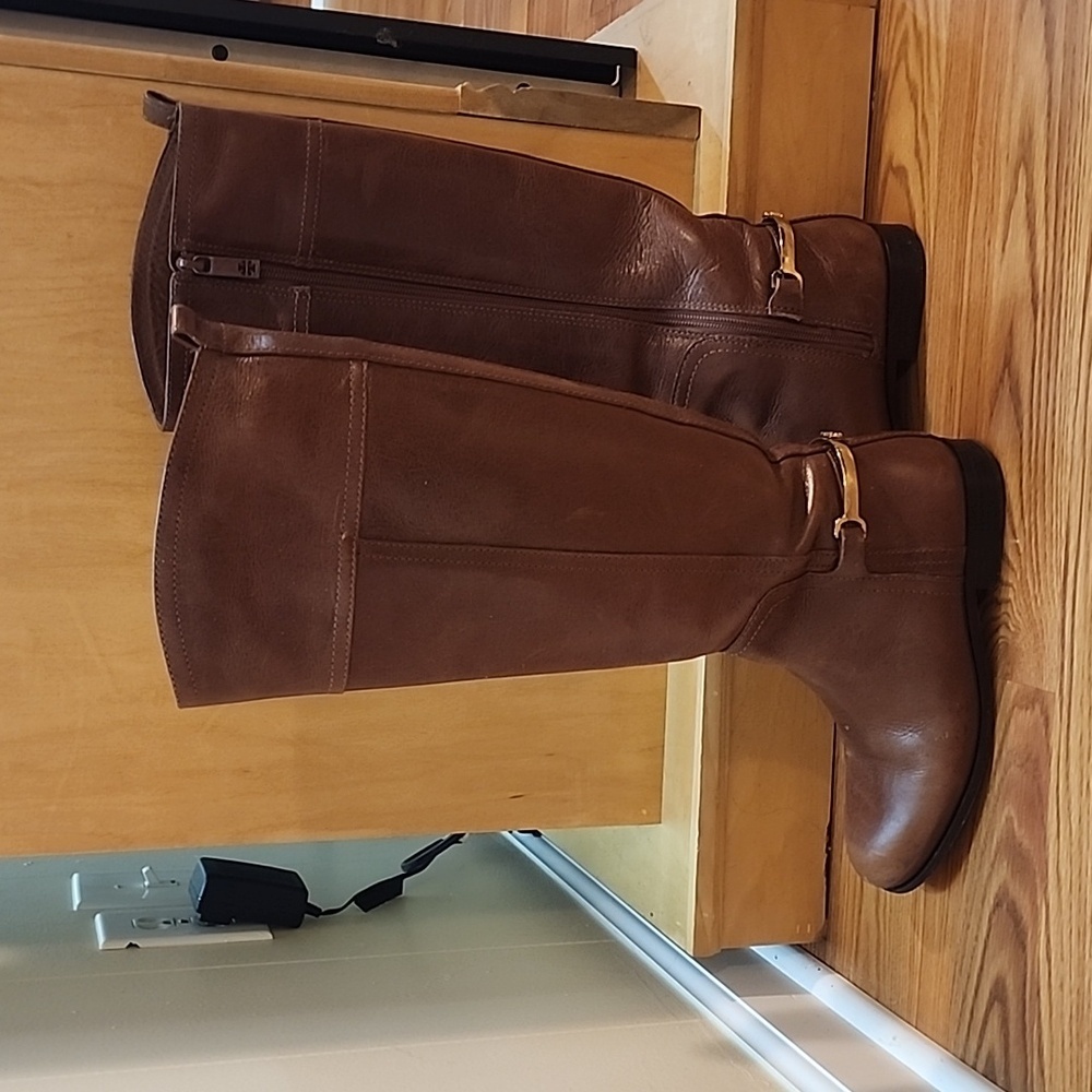 Tory Burch Chestnut Leather Riding Boots